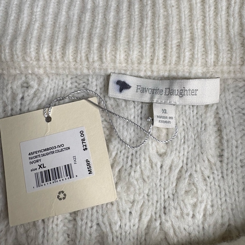 NWT Favorite Daughter Ivory Cable Knit Pencil Skirt. Size XL - Picture 4 of 6